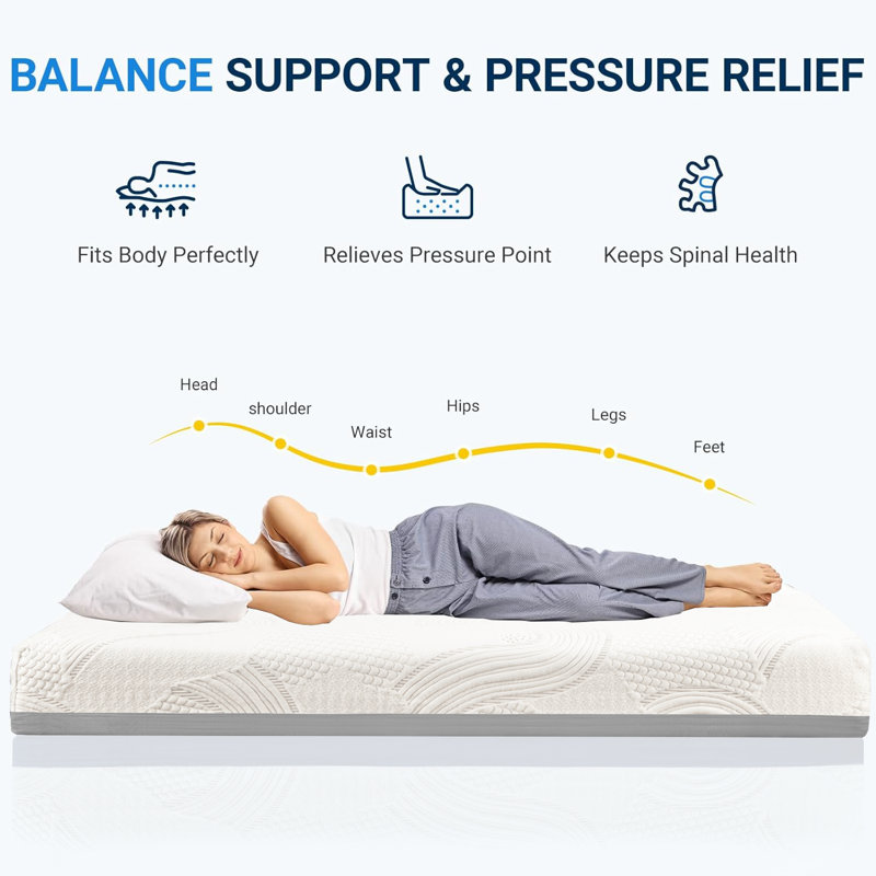Matelas en mousse viscoélastique imprégnée de gel Alywn Home Ally, Très grand lit, 10