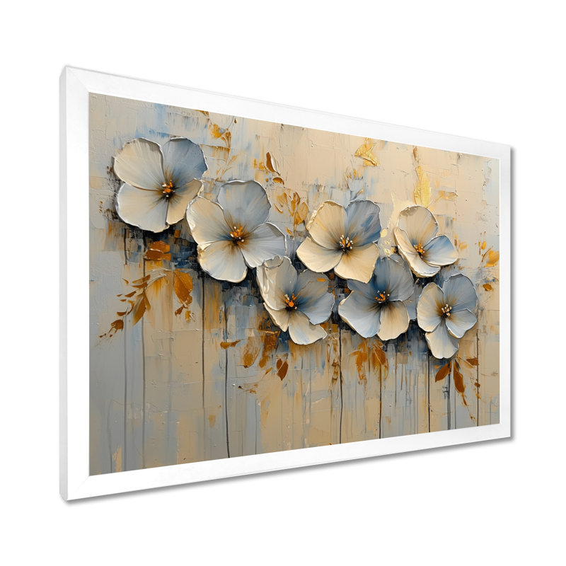 Moung - Floral Wall Art, H 30 po x l 40 po, Reproduction encadrée d'une seule photo, Blanc