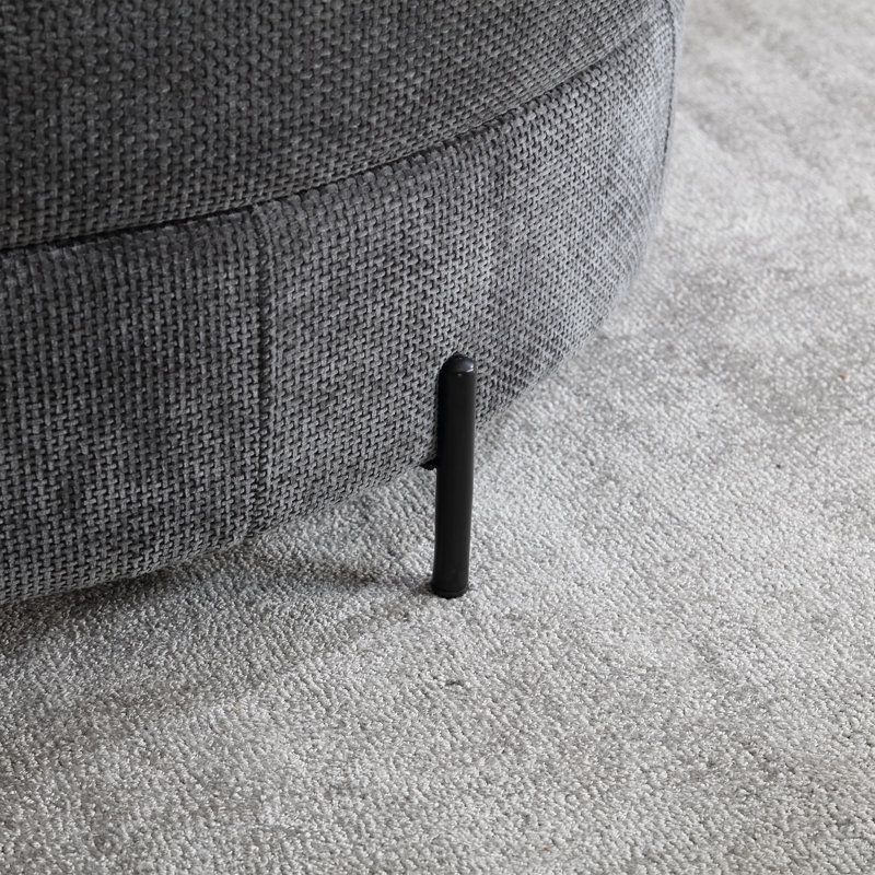 Grand repose-pieds rembourré avec rangement demi-lune, Chenille gris charbon