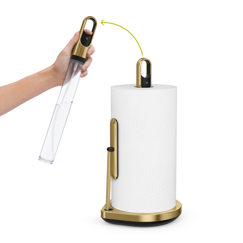 Simplehuman Paper Towel Holder with Spray Pump, Brass