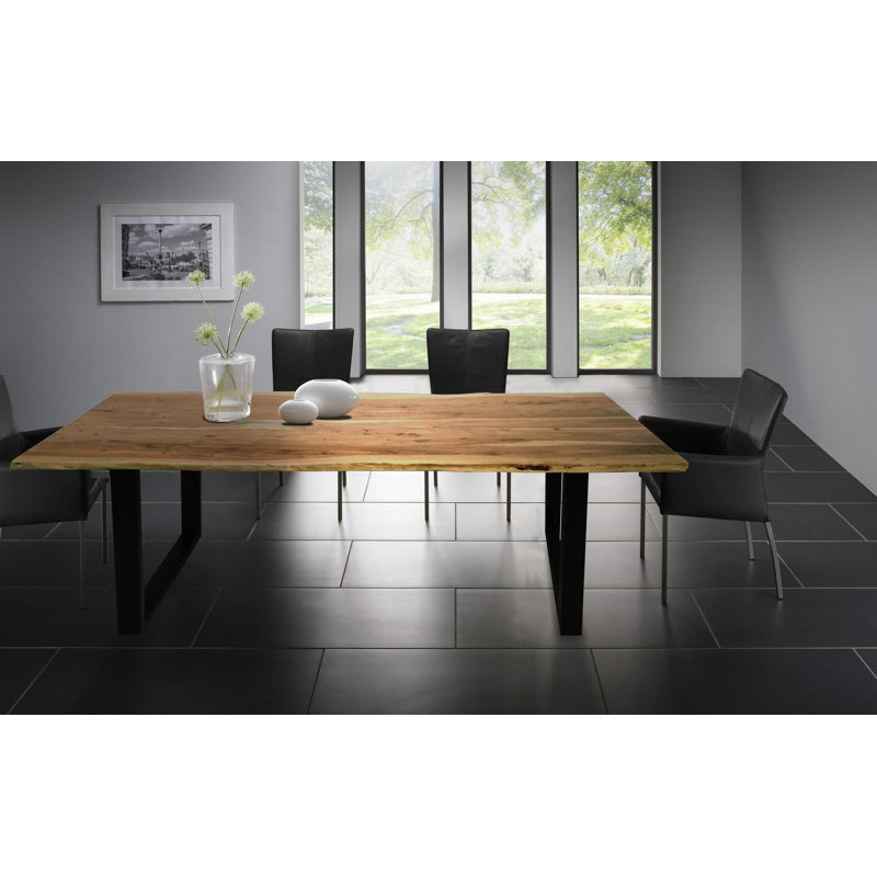 Table de salle à manger Acacia, L 33,46 po x L 63 po, Plaque antique, Noir