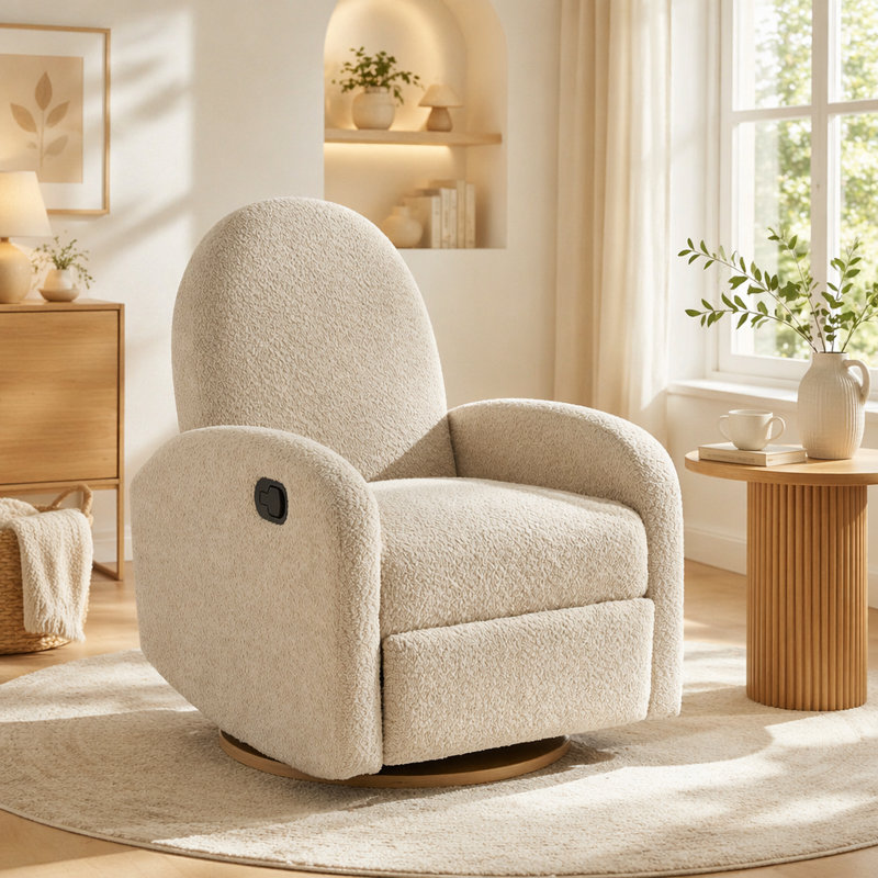 Fauteuil inclinable et pivotant 360 °, Almond, Almond Fabric