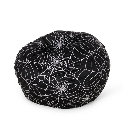 Fauteuil à billes en toile d'araignée de 3 pieds en noir et blanc, rembourré de mousse relaxante, fermeture à glissière amovible avec couvercle amovible, option de décoration de chambre à coucher moderne - élément blanc - pied, fermeture à glissière de qualité supérieure