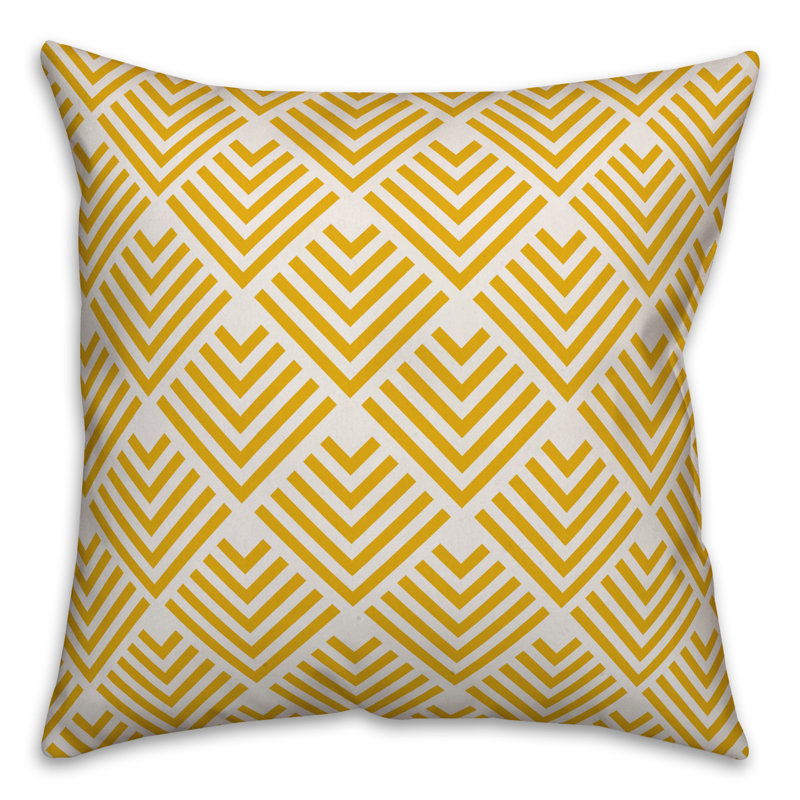  Coussin Geometric Arrow, 18 po x 18 po, Jaune, Pas de bourre