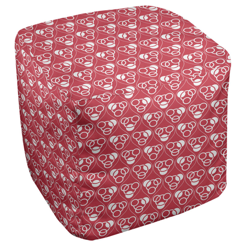 Repose-pieds à cubes classic circle ondulations, Rouge / blanc