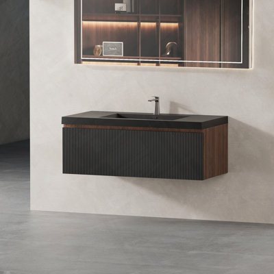 Meuble-lavabo mural flottant avec lavabo à quartz