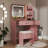 Lavin Makeup Vanity Set, Vanity Desk With Stool, LED Light Mirror And Charging Station-614668177