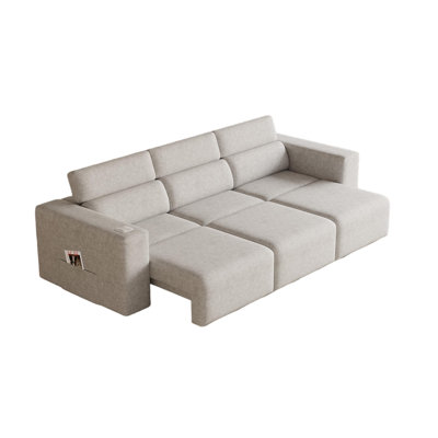 Canapé-lit inclinable électrique inclinable de 124 po avec appuis-tête réglables, canapé 3 places en cuir synthétique avec haut-parleurs Bluetooth, recharge sans fil, USB / Type-C et veilleuse, similicuir imperméable, gris