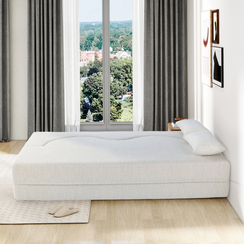 Canapé-lit pliable 2-en-1, canapé-lit convertible pliable convertible de 75 pouces, matelas rembourré en mousse à mémoire de forme avec 2 coussins pour le salon
