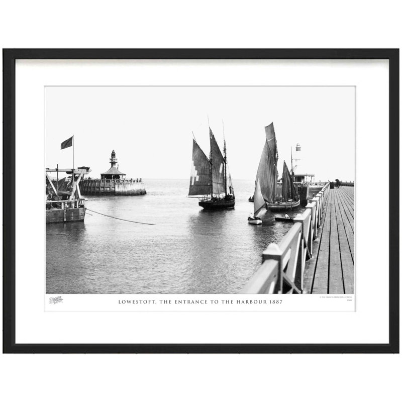 Lowestoft, The Entrance To The Harbour 1887 by Francis Frith - Single Picture Frame Print, 45cm H x 60cm W x 2.3cm D