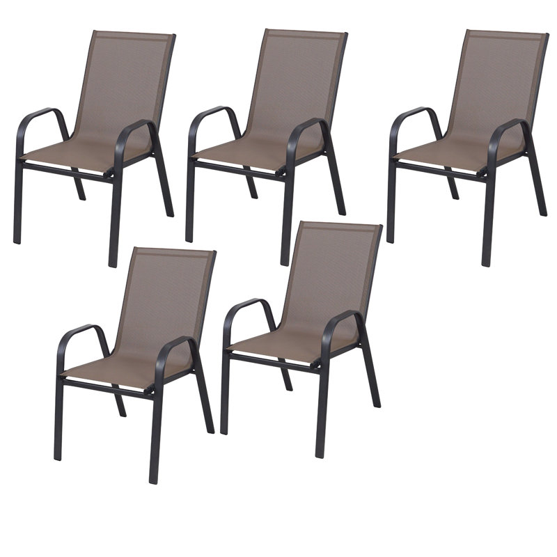 Metal Outdoor Stacking Dining Armchair, Brown