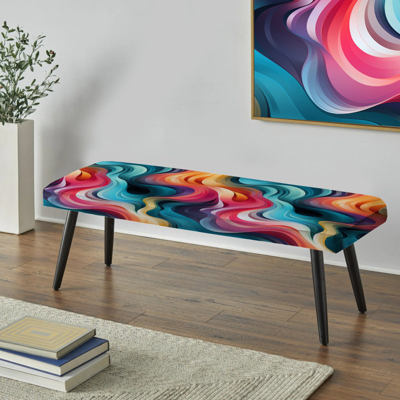 Colourful Poupart Groovy Gradient Canvas - Geometric Upholstered Black Bench