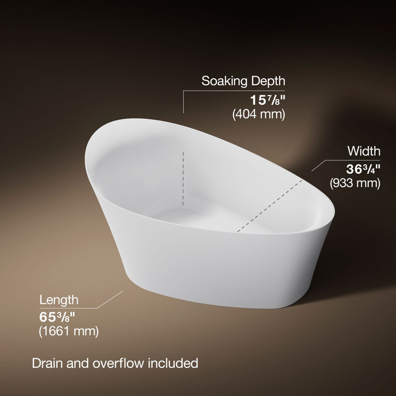 Veil® 65.375" x 36.75" Soaking Freestanding Bath