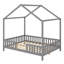 Lit en bois avec auvent, structure de maison et rails latéraux surélevés, avec structure semblable au toit-637750990