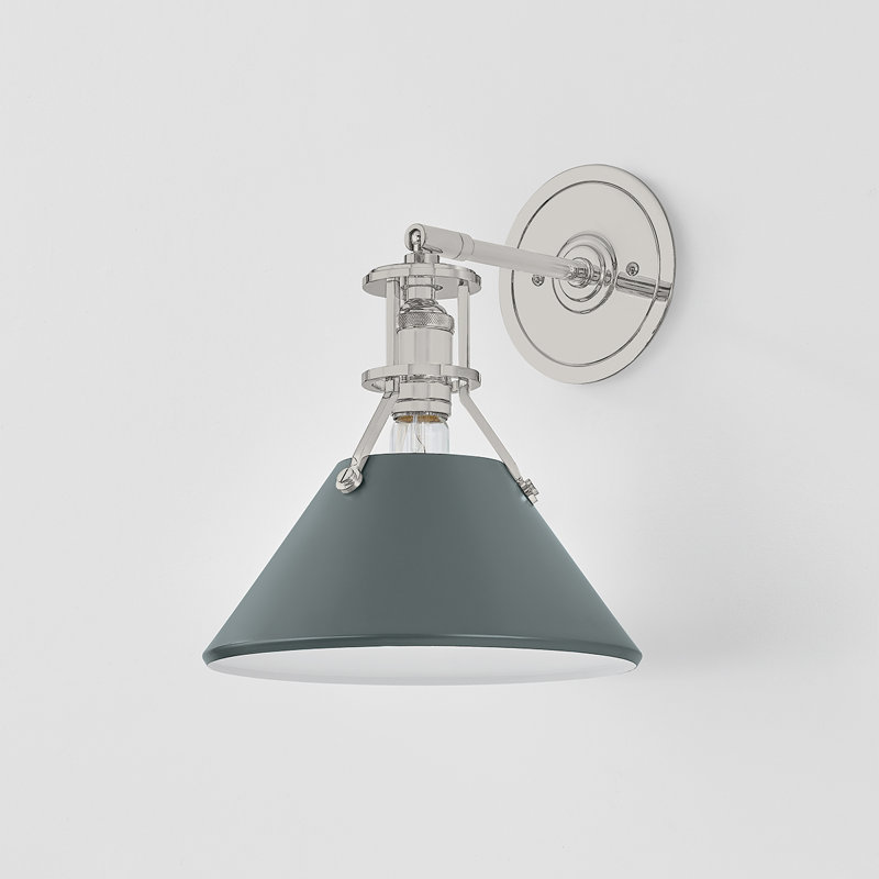 Painted No. 2 Wall Sconce in Aged Brass and Soft Crimson by Mark D. Sikes, Blue, Silver