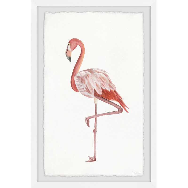 Dashing Flamingo Stand by Parvez Taj - Single Picture Frame Painting, 30 cm H x 20 cm W