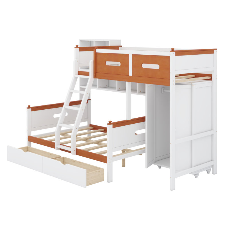 Space-Saving Bunk Bed Featuring Built-In Closet, Drawers, Shelving And Ambient LED Lights