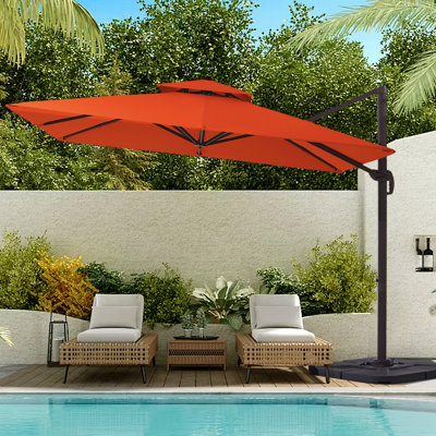 120'' Square Cantilever Umbrella with Rotation and Cover