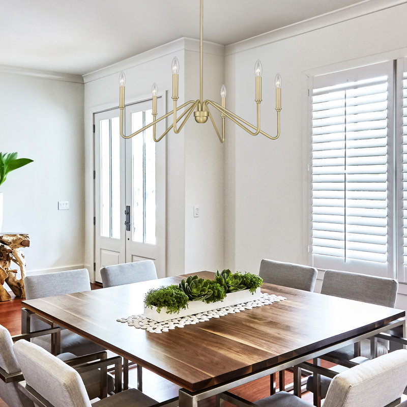 Roin 6 - Light Steel Dimmable Round Chandelier, Brushed Champagne Bronze