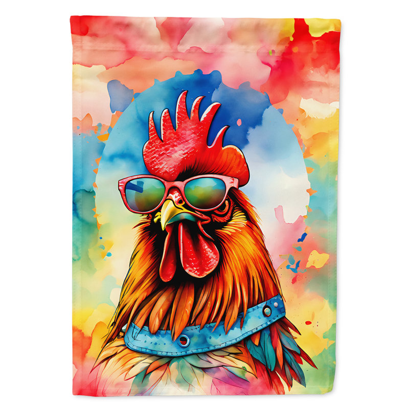 Drapeau de jardin coq rouge hippie