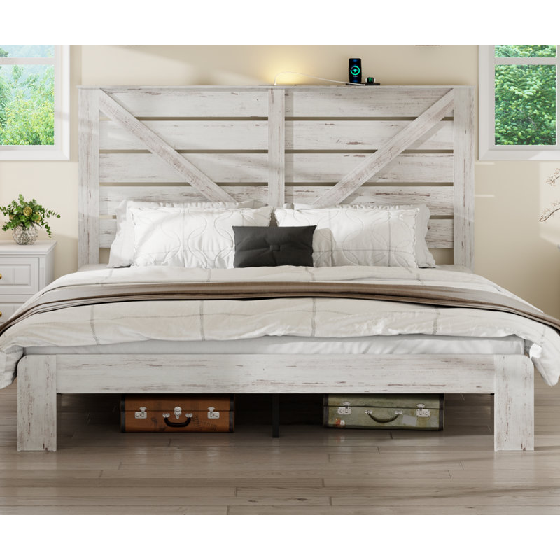 Wood Platform Bed Frame,King Bed Frame Headboard, King