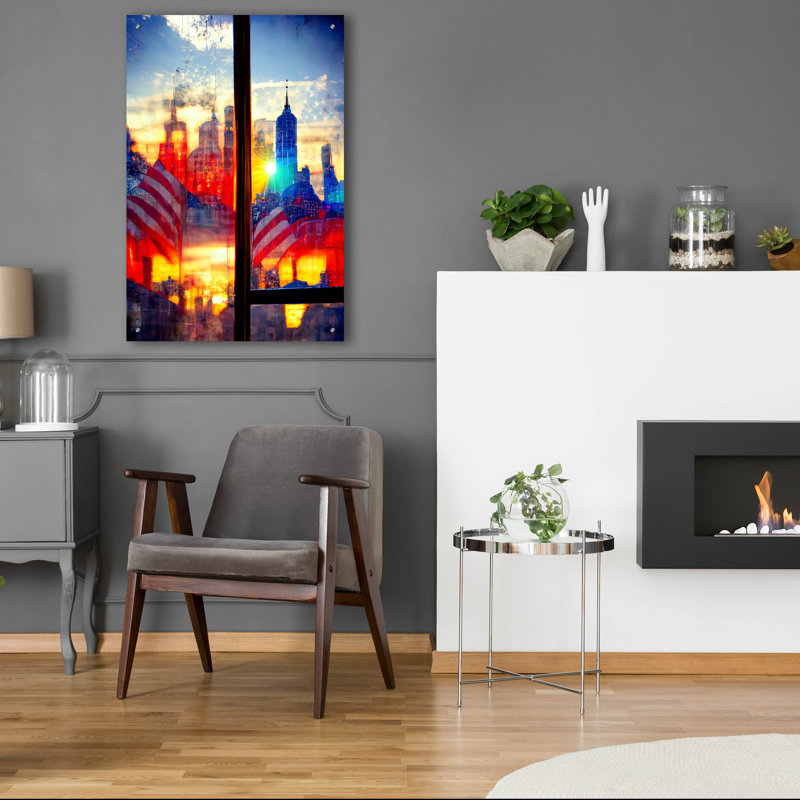 «New York 2» par Ray Heere, art en verre acrylique Wal, H 36 po x l 24 po x P 0,2 po
