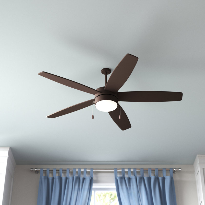 52" Airetor 5 - Blade LED Standard Ceiling Fan with Pull Chain and Light Kit Included, Oil Rubbed Bronze
