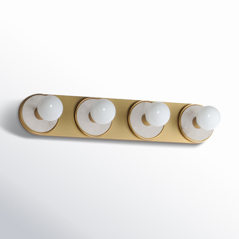 Rocha 4 Light Dimmable Bath Bar, Yes, White Alabaster/Natural Aged Brass