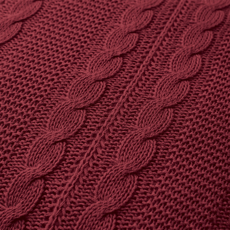 Coussin décoratif en tricot torsadé de 18 po x 18 po Dublin, Rouge