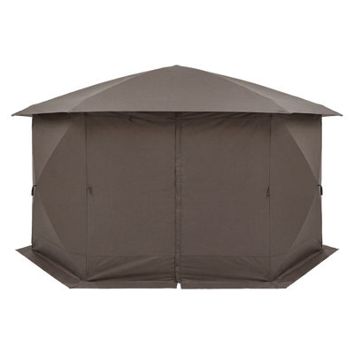 Tente écran 13 x 13 pi à auvent instantané, auvent à 6 côtés avec toit en forme d'étoile, abri instantané imperméable 210D Oxford avec moustiquaire pour la cour et le camping
