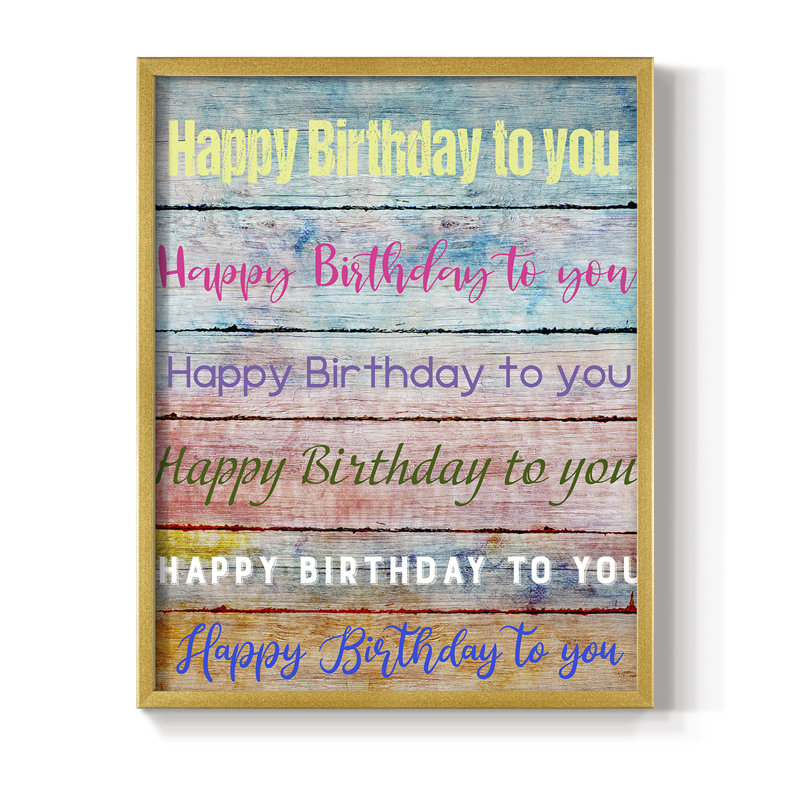«Birthday Song», reproduction encadrée - bois massif, H 28 po x l 22 po