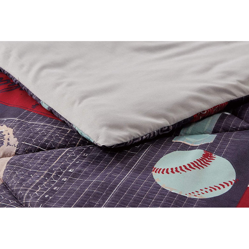 Full Gray Microfiber Kids Sports Bedding Set