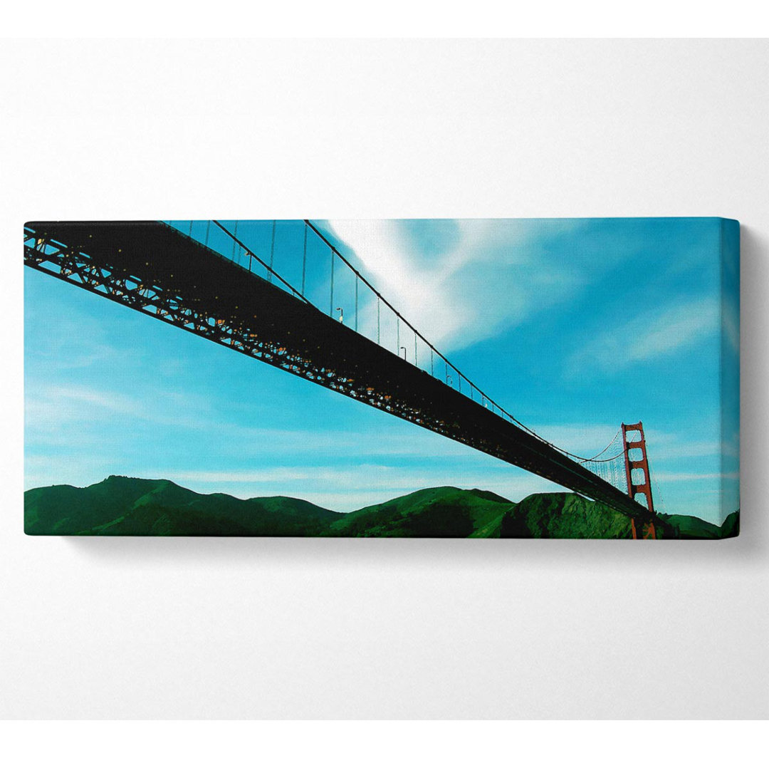 San Francisco Golden Gate Bridge Blue View - Panorama-Kunstdrucke auf Leinwand