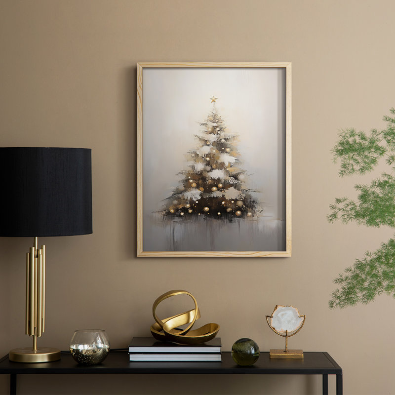 «Christmas Holiday Art», série 2-CXV III, reproduction encadrée - bois massif, Naturel, H 15 po x l 12 po