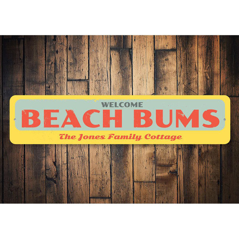 Plaque en aluminium Welcome Beach Bums, H 6 po x l 24 po x P 0,06 po, Oui