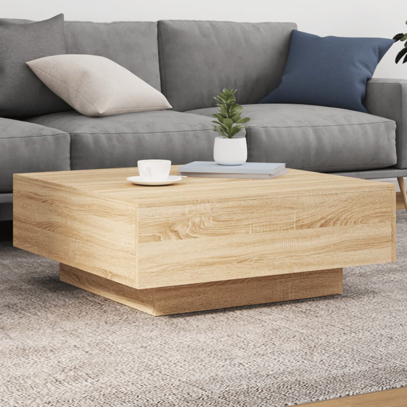 vidaXL Coffee Table Accent End Side Sofa Table for Living Room Engineered Wood, 31cm H x 80cm L x 80cm W, Sonoma Oak