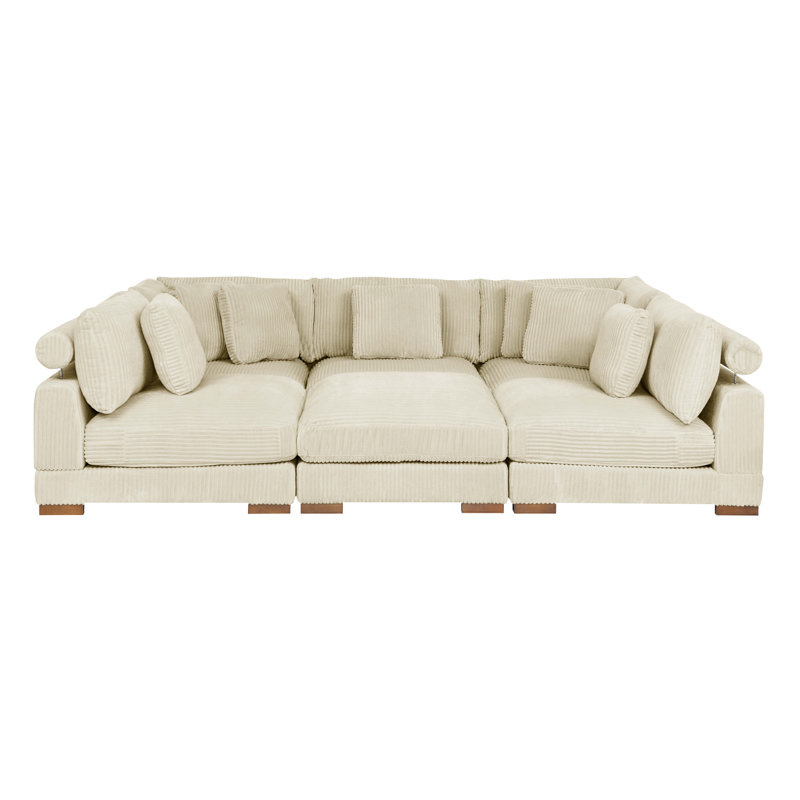 Canapé modulaire Barcombe, Velours côtelé beige