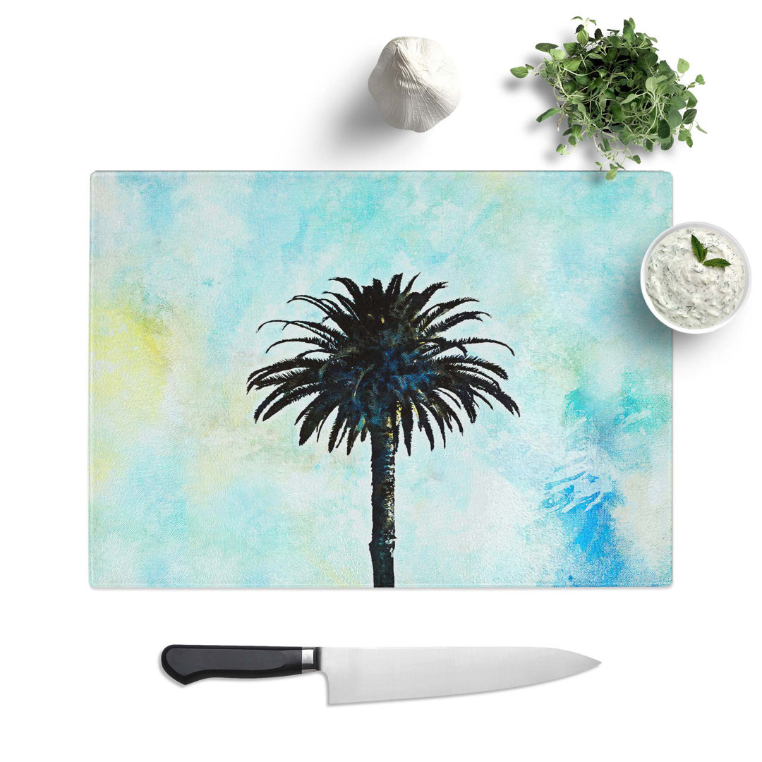 Tempered Glass Palm Tree in California Chopping Board