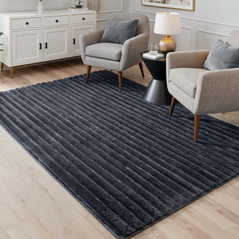 Tapis texturé texturé antidérapant Bungalow Rose, Rectangle 6 pi x 9 pi