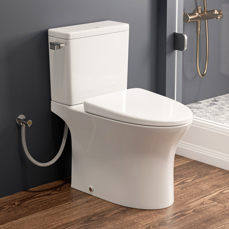 MaceratingFlo Skirted Rear Outlet Toilet with Tornado Flush, 17.6" Soft-Close Seat, 7" Rough-In, Extension Pipes Included