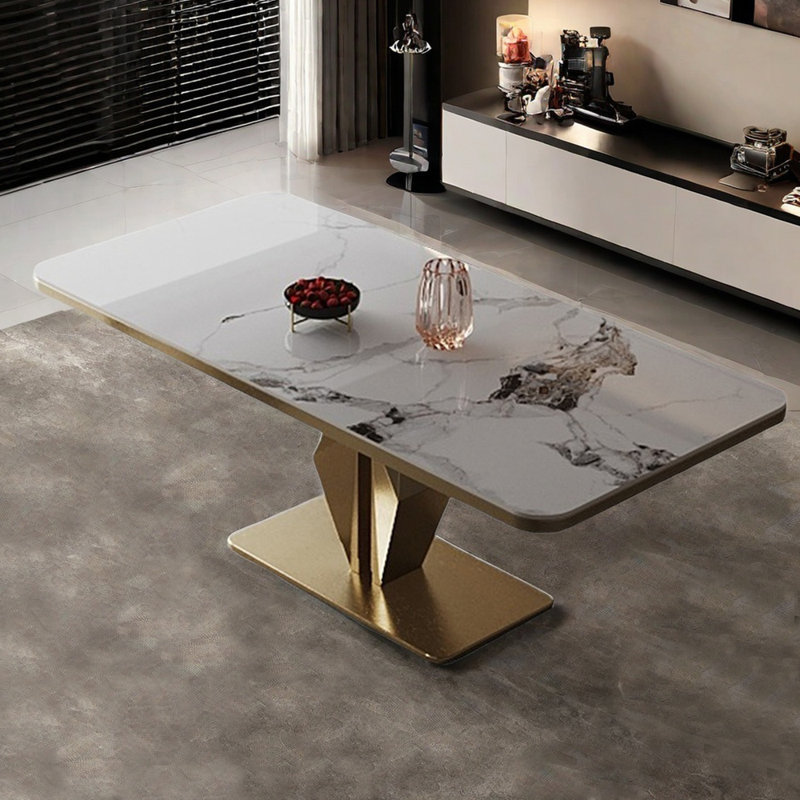 Modern simple high-end rectangular dining table, 29.5"H x 78.7"L x 35.4"D, Gold