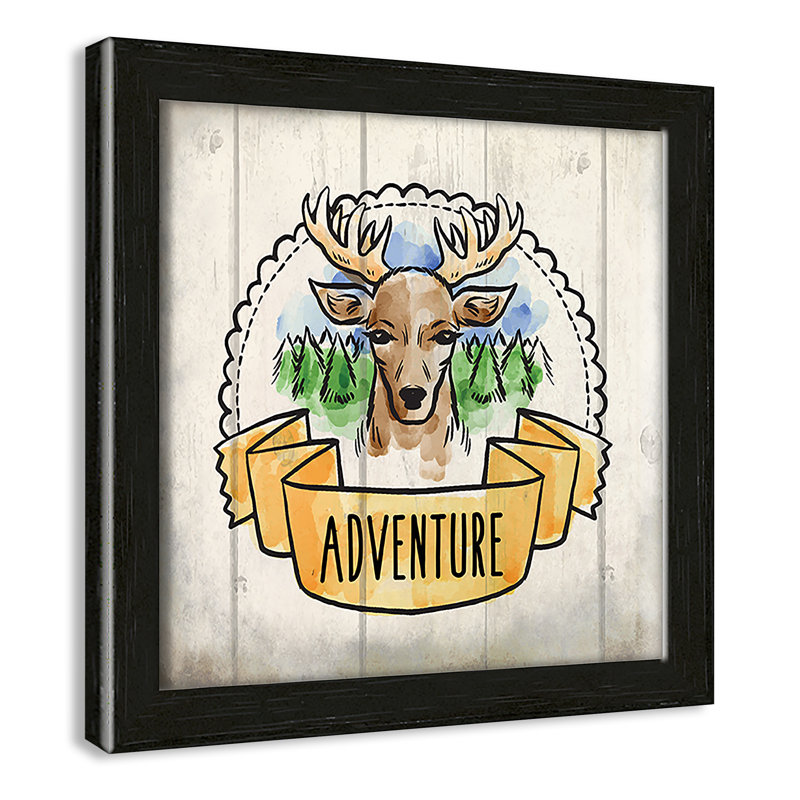 Adventure is out There 1, art encadré, 26.5" H x 26.5" W x 1.18" D, Cadre boîte à grain de bois noir