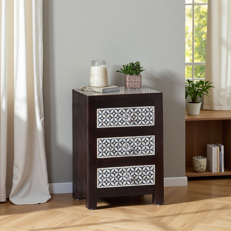 Table de chevet 3 tiroirs en bois