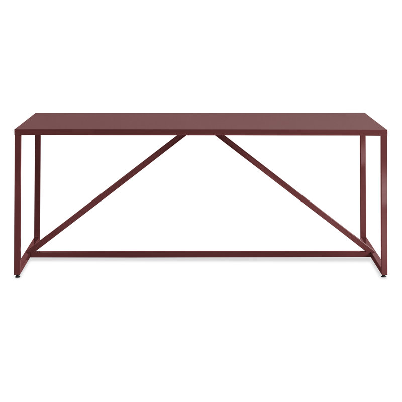 Strut Walnut Wood Dining Table, Oxblood, 35" W x 75" L, Standard (29" Height)