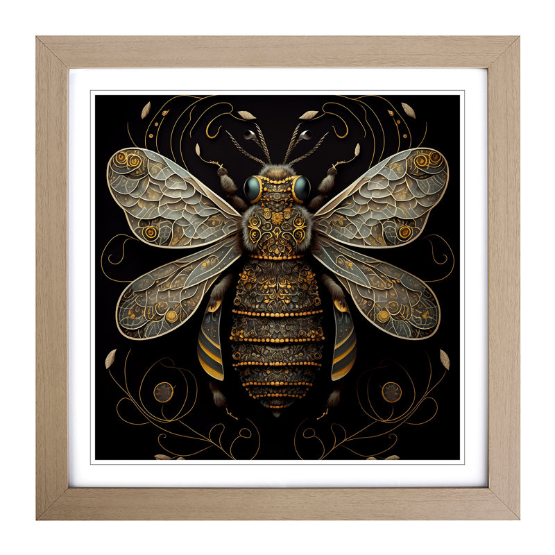 Bee Paisley Art - Framed Print, Oak