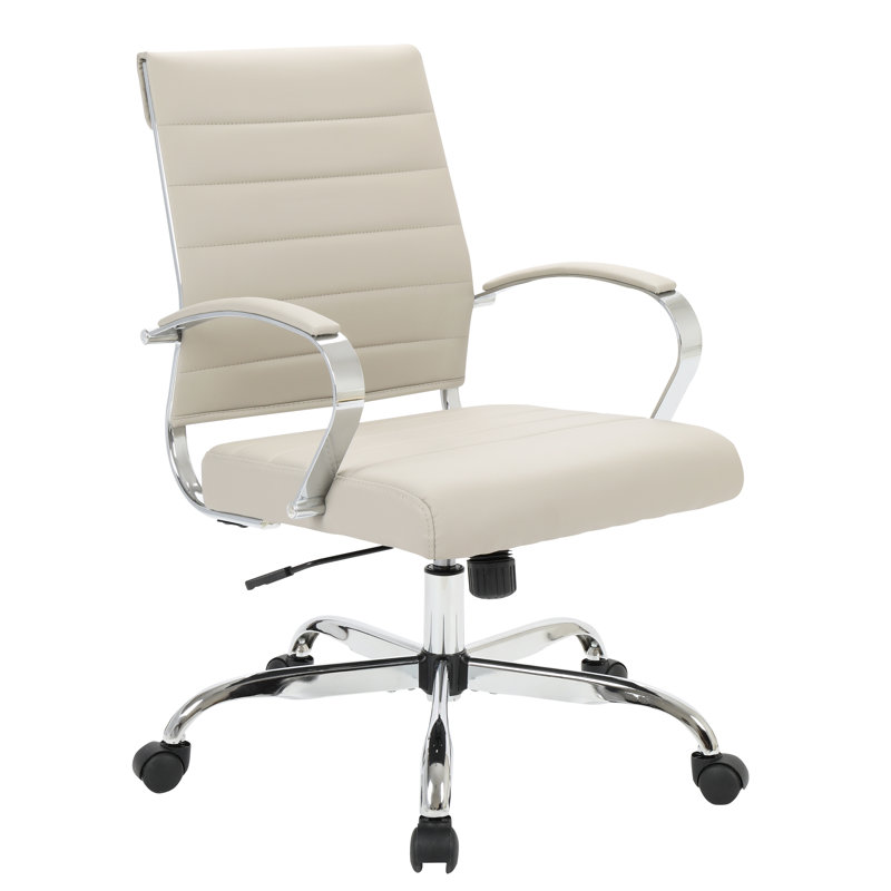 Fauteuil de bureau à dossier moyen en faux cuir Mulkey, Brun clair