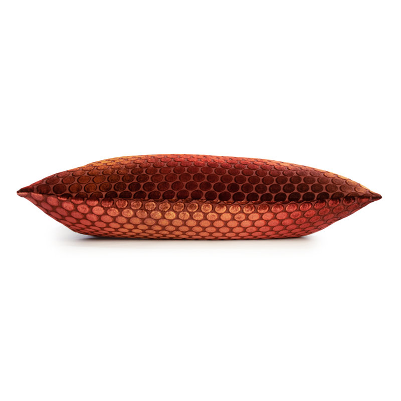 Dots Square Velvet Pillow Cover & Insert, 18"H x 18"W, Paprika