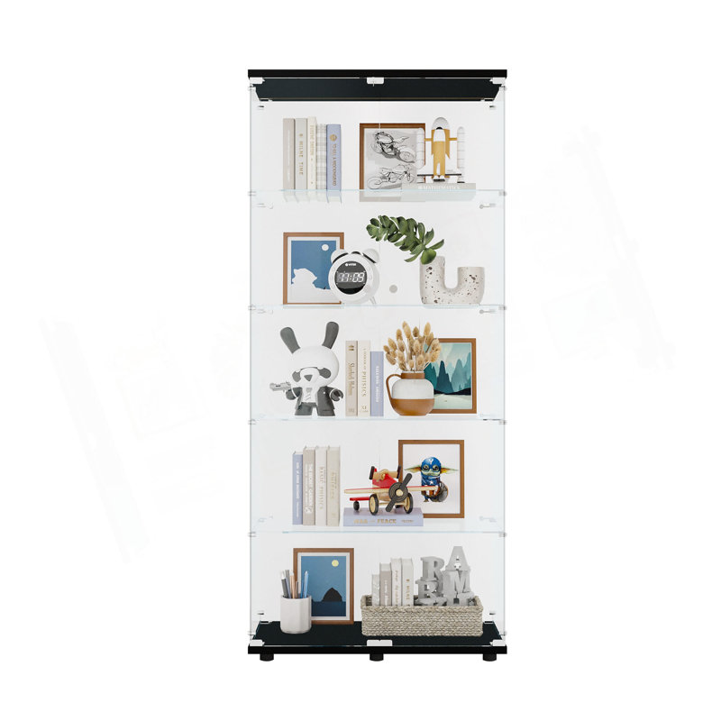 Vitrine à deux portes avec 5 tablettes, Noir