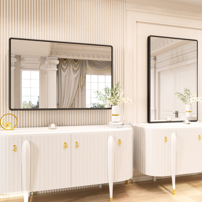 Miroir de salle de bain rectangulaire en aluminium avec verre trempé, 48 po x 36 po