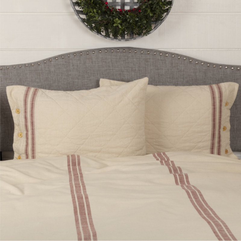 Market Place Red Standard Sham 27Lx21W, Red Striped